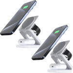 2er-Set Faltbare 3in1 Ladestation für Apple Watch, iPhone und Airpods, kabellos, Magsafe