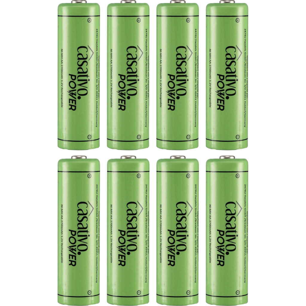 8er-Set NiMH-AA/Mignon-Akkus, 2.700 mAh, mit Transport-Case