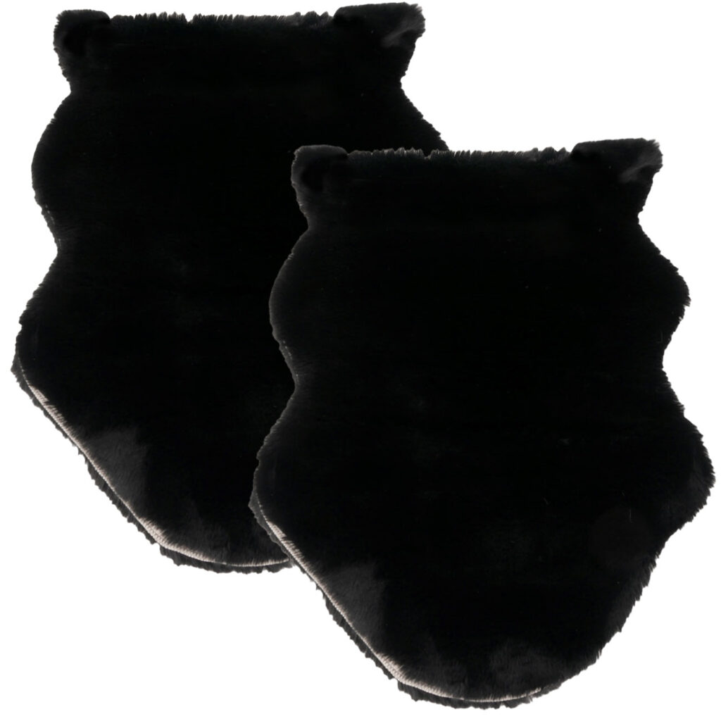 2er-Set Grosses Kuschelfell aus Kunstfell & Wildlederimitat, schwarz, 180 x 60 cm