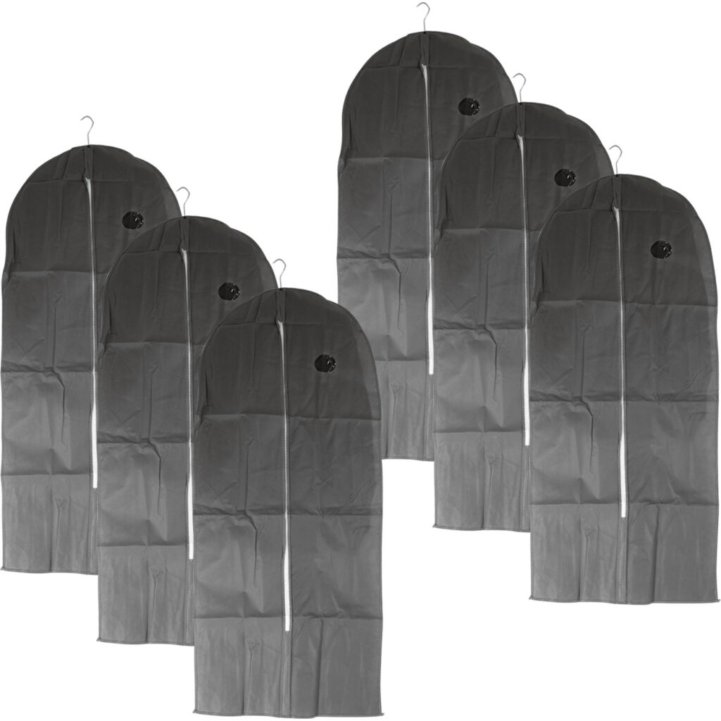 6er-Set Kleiderschutzhülle mit Reissverschluss, 137 x 60 cm, grau