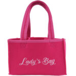 Flaschentasche mit Lady’s Bag-Stickerei, für 6 Flaschen, pink