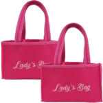 2er-Set Flaschentasche mit Lady’s Bag-Stickerei, für 6 Flaschen, pink