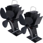 2er-Set Stromloser Kaminventilator, schwarz, 4 Lüfterblätter, für 65°C – 345°C
