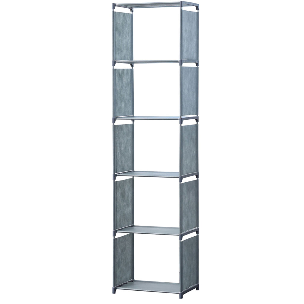 Regal mit 5 Fächern, 42 x 26 x 153 cm, grau Regal mit 5 Fächern, 42 x 26 x 153 cm, grau