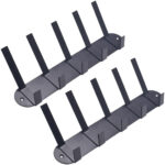 2er-Set Garderobenleiste aus Stahl mit 5 Doppelhaken, schwarz