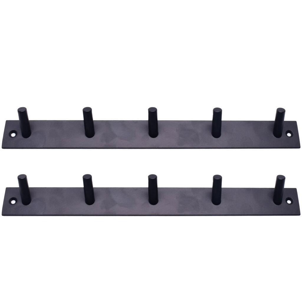2er-Set Garderobenleiste aus Stahl mit 5 Haken, schwarz