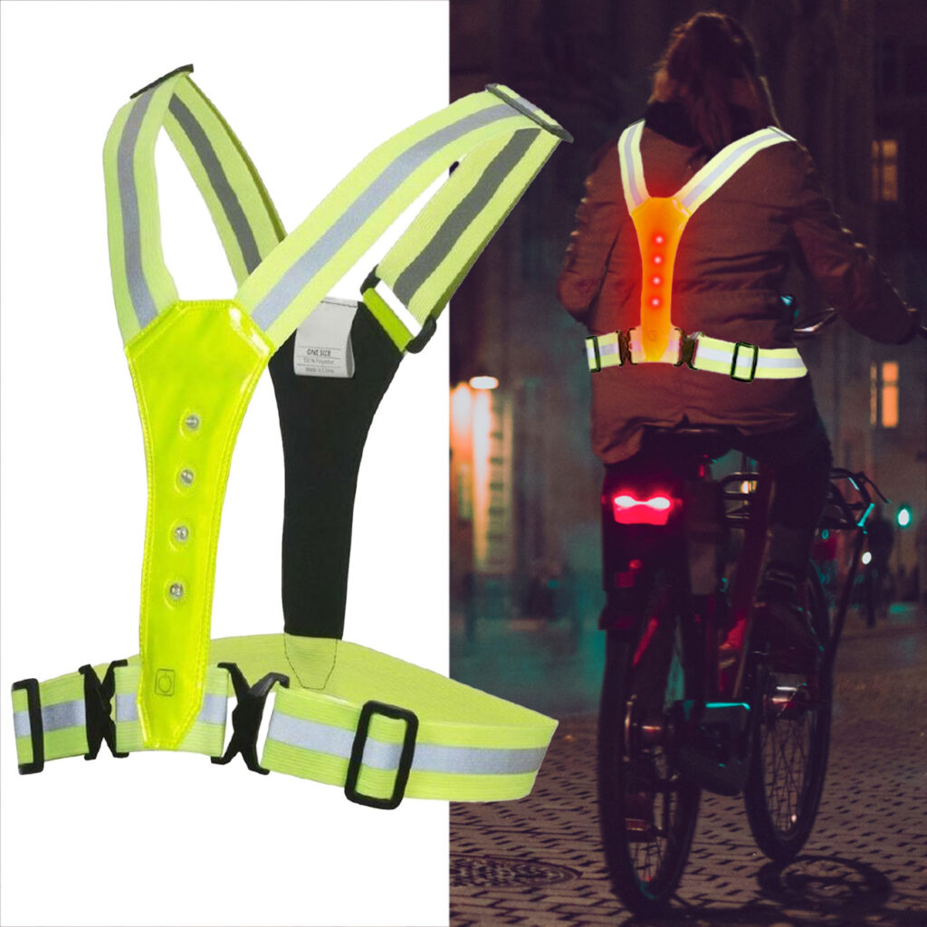 Sicherheitsweste mit 3 Leuchtmodi für Sporttreibende, verstellbar, wasserfest