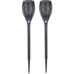 2er-Set LED-Solar-Gartenfackeln mit Flammen-Effekt, Akku, H 78 cm