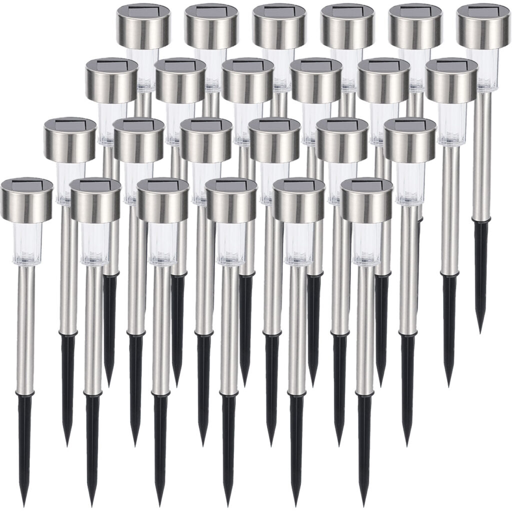 24er-Set Mini-Solar-Wegeleuchten mit Dämmerungssensor und Erdspiess