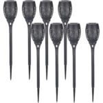 8er-Set LED-Solar-Gartenfackeln mit Flammen-Effekt, Akku, H 78 cm