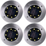 4er-Set Solar-Bodenstrahler mit Erdspiess, 200 lm, IP44