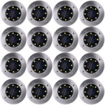 16er-Set Solar-Bodenstrahler mit Erdspiess, 200 lm, IP44