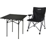 Camping-Set aus Campingtisch, 70 x 70 x 69 cm & Campingstuhl, schwarz