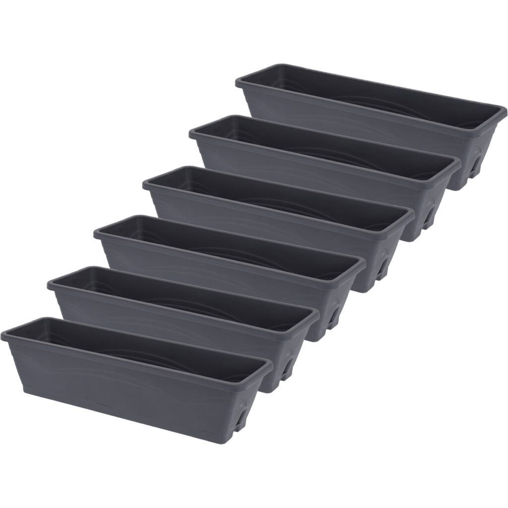 6er-Set Blumenkasten, anthrazit, 50 cm 6er-Set Blumenkasten, anthrazit, 50 cm