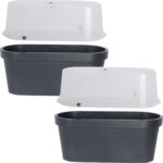 2er-Set Geländer-Blumentopf mit Gewächshaus-Haube, anthrazit 2er-Set Geländer-Blumentopf mit Gewächshaus-Haube, anthrazit