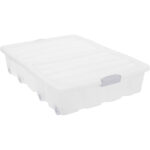 Aufbewahrungsbox mit Clip-Deckel und Rollen, transparent,  80 x 60 x 17 cm