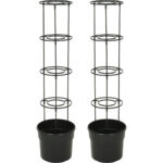 2er-Set Pflanzkübel für Tomaten mit Rankhilfe, 115 cm