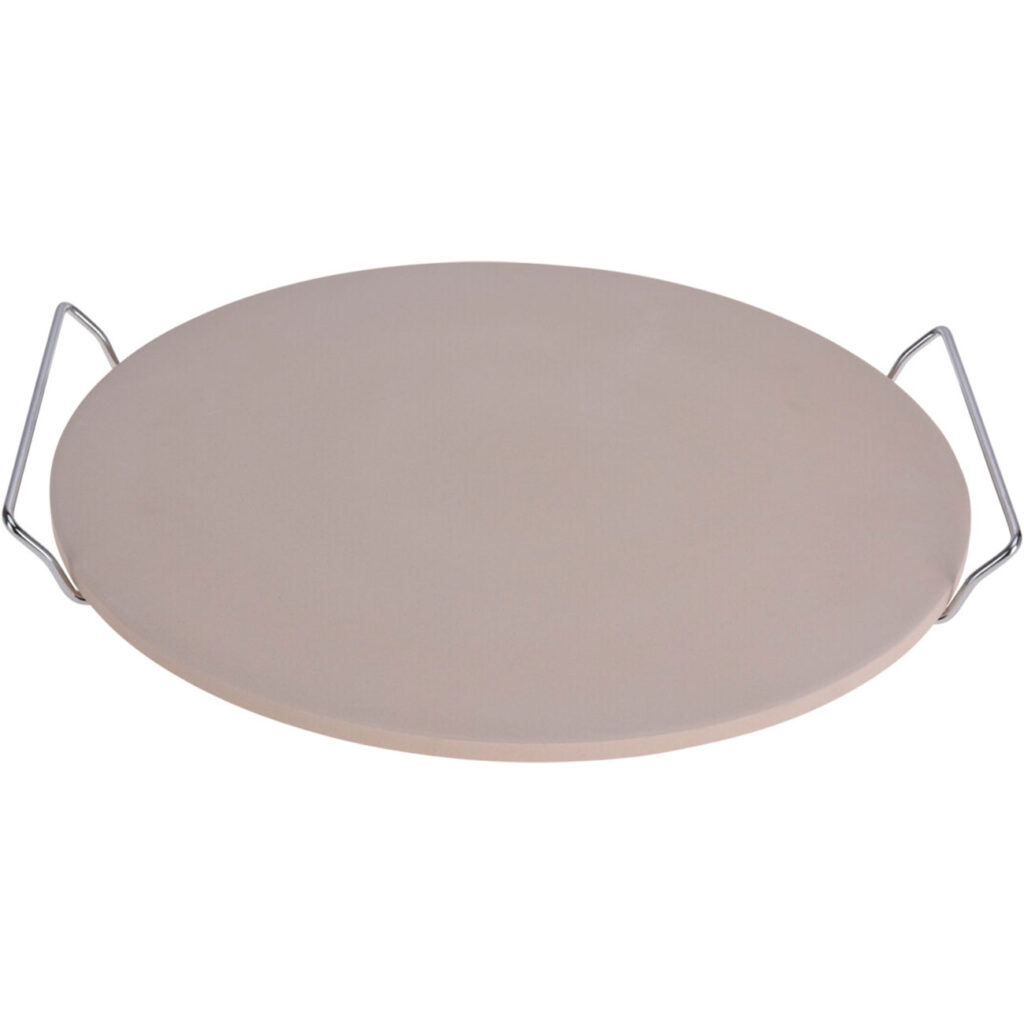 Pizzastein mit Metallhalter, Ø 33 cm