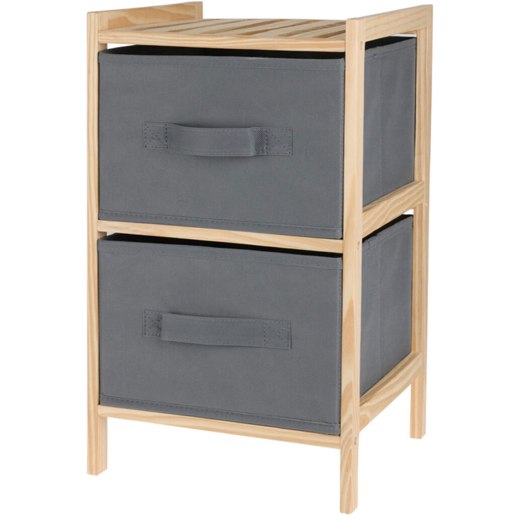 Standregal mit 2 Stoff Schubladen, Kommode Standregal mit 2 Stoff Schubladen, Kommode