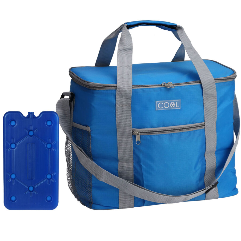 Kühltasche 20 Liter mit Schultergurt und Tragegriff (blau) & 400ml Kühlakku