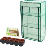 Mini Gewächshaus mit 10 Anzuchttöpfen und Samen Stiften