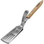 2in1 Edelstahl-Grillwender mit Holzgriff & integriertem Greifer