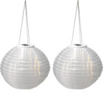 2er-Set Solar LED Lampion mit Dämmerungssensor, weiss, Ø 28 cm 2er-Set Solar LED Lampion mit Dämmerungssensor, weiss, Ø 28 cm