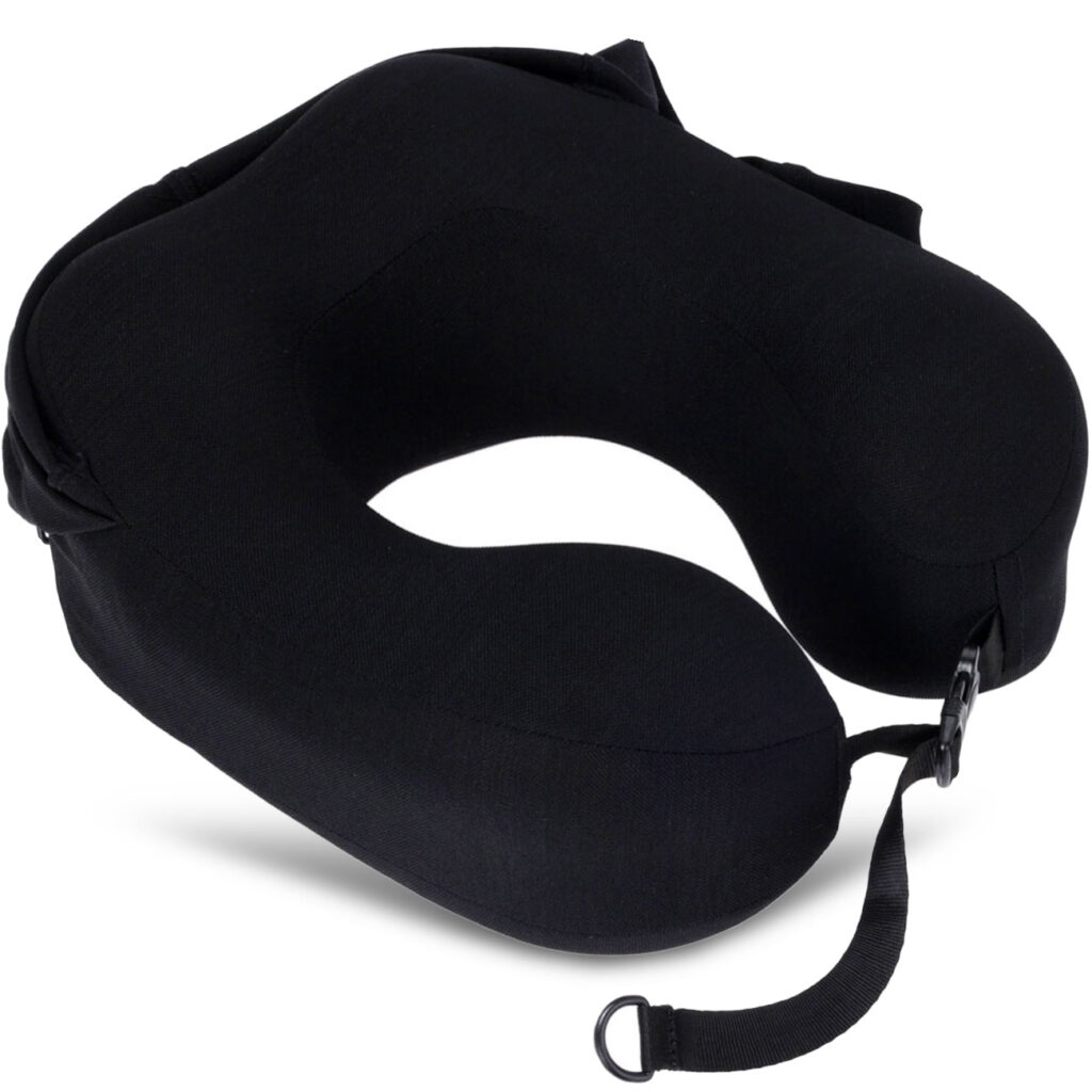 Nackenkissen aus Memory Schaummit Haube, schwarz Nackenkissen aus Memory Schaummit Haube, schwarz