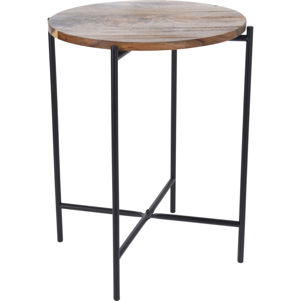 Beistelltisch mit Akazienholzplatte, rund, schwarz, Ø40 x H48 cm
