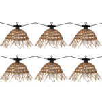 Retro-Lichterkette mit 6 Rattan-Lampenschirmen, 3m