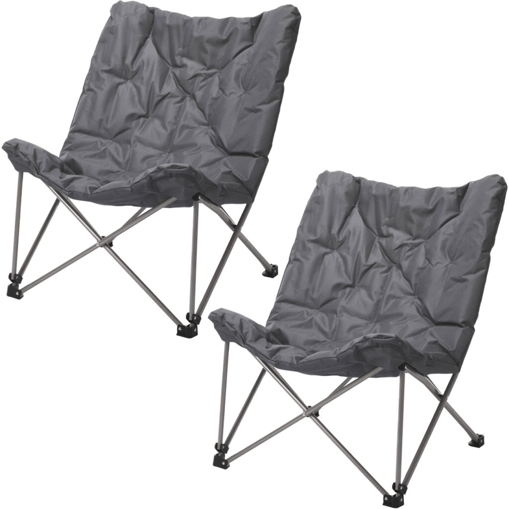 2er-Set Gepolsterter Campingstuhl, klappbar, grau