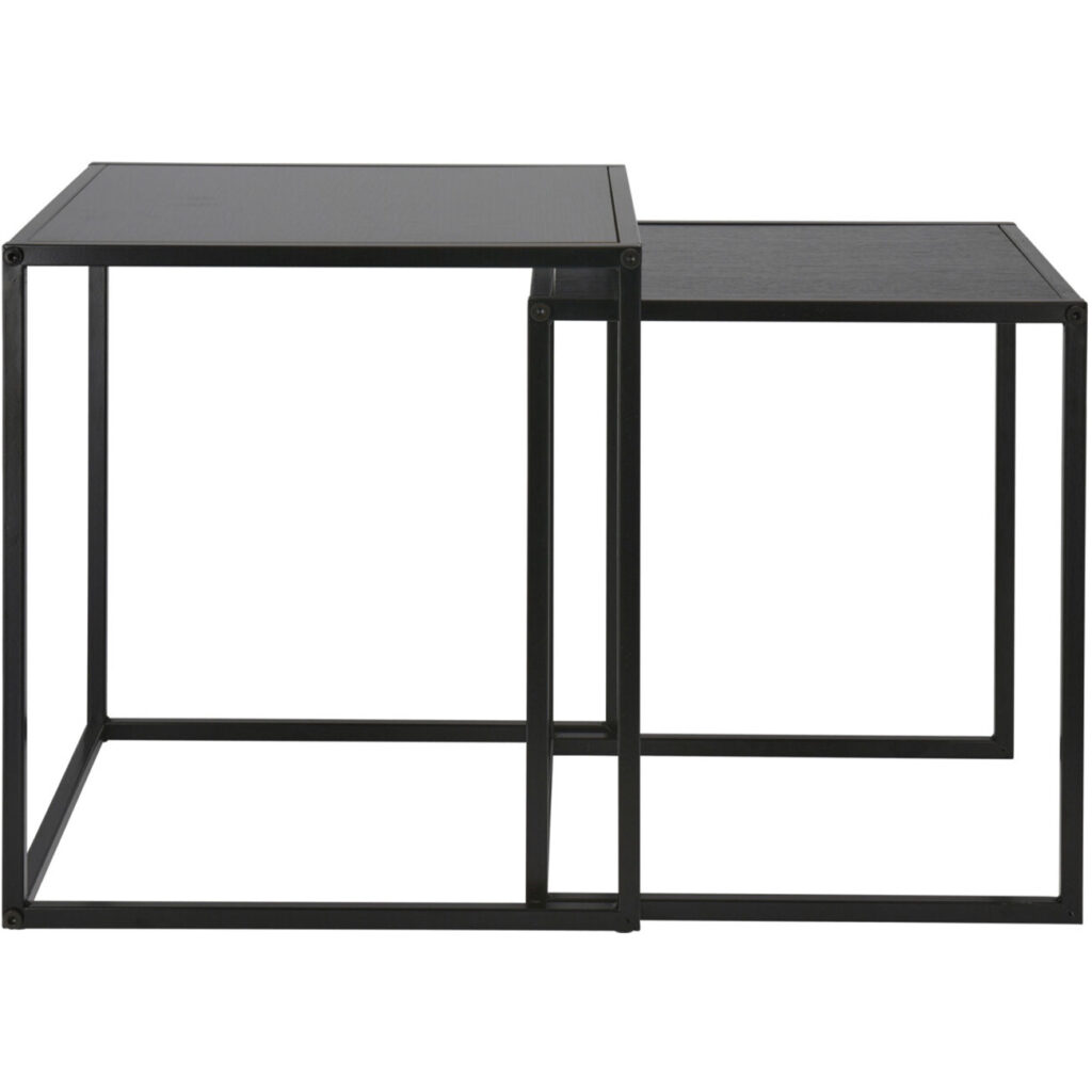 Beistelltisch-Set, quadratisch, in elegantem Schwarz