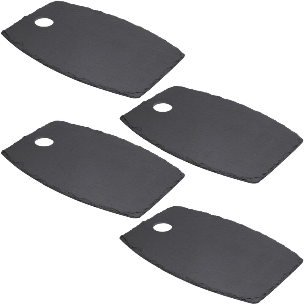 4er-Set Serviertablett, Schieferplatte, 34 x 23 x 0,5 cm