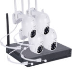 Funk-Überwachungssystem mit 4 schwenkbaren Funk-Kameras