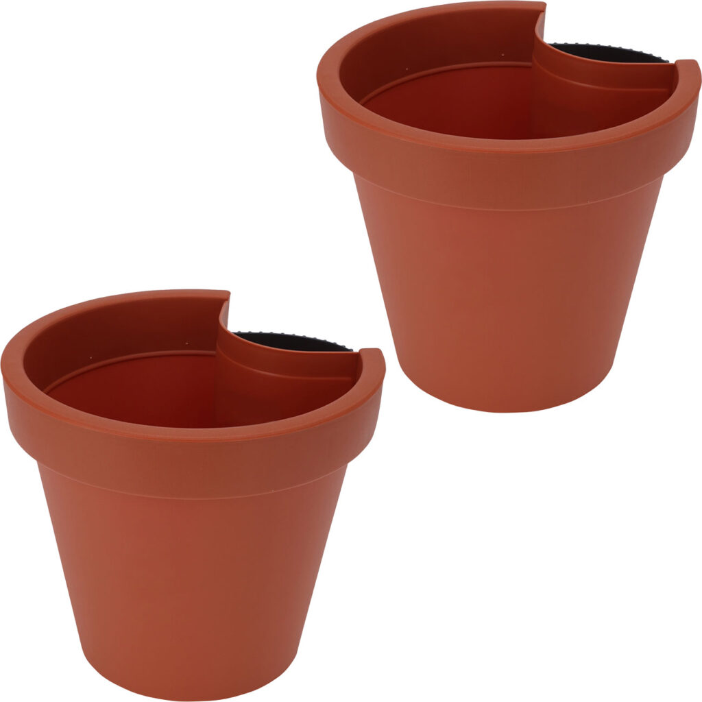 2er-Set Fallrohr-Blumentopf, rund, terracotta, Regenrohrtopf, Ø 23 cm