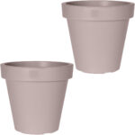 2er-Set Blumentopf rund, braun-grau, Pflanztopf aus 100% recyclebarem Kunststoff, Ø 25 cm