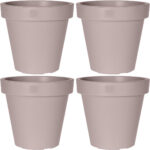 4er-Set Blumentopf rund, braun-grau, Pflanztopf aus 100% recyclebarem Kunststoff, Ø 25 cm