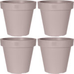 4er-Set Blumentopf rund, braun-grau, Pflanztopf aus 100% recyclebarem Kunststoff, Ø 30 cm