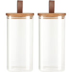 2er-Set Vorratsglas mit Akazienholzdeckel, 1500 ml