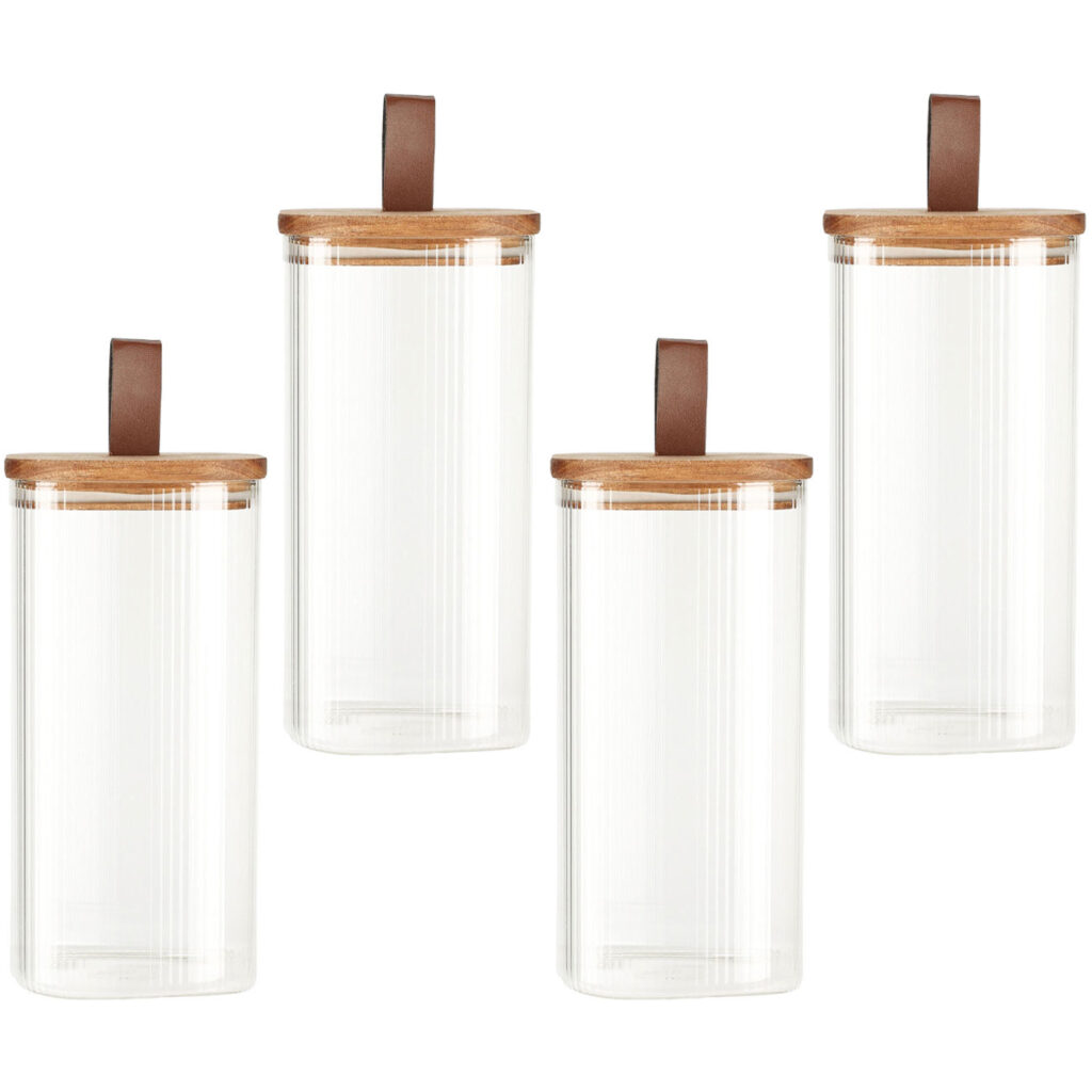 4er-Set Vorratsglas mit Akazieholzdeckel, 1500 ml