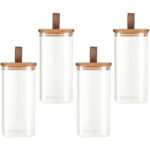 4er-Set Vorratsglas mit Akazieholzdeckel, 1500 ml