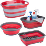 Reinigungsset: Wäschesammler, Aufbewahrungskorb, Faltschüssel & Abtropfkorb