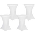 4er-Set Weisse Stehtischhusse für Tische bis 115cm, Ø 90cm