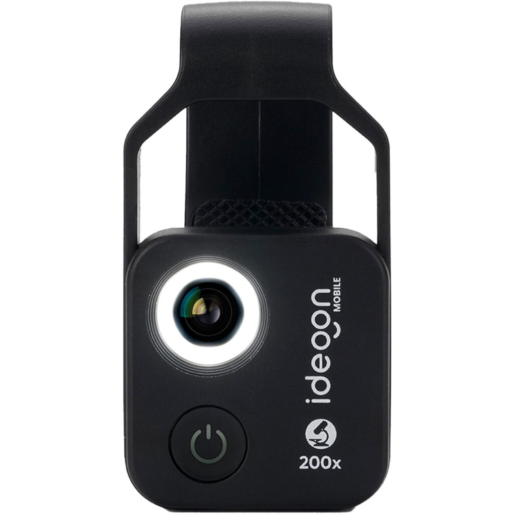 Mikroskop-Vorsatzlinse für Smartphones&Tablets, 200-fache Vergrösserung, 6 LEDs, schwarz