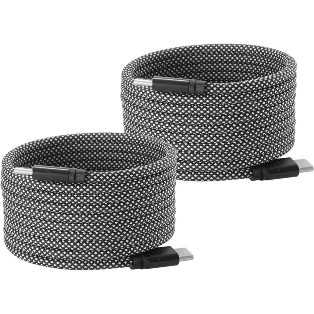 2er-Set Daten- & Ladekabel, Magnetische Aufrollfunktion, USB-C auf-USB-C, 100 W, 2m