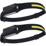 2er-Set COB-LED Stirnlampe, 230° Weitwinkel-Beleuchtung, Gestensteuerung, 350 lm