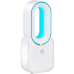 Rotorloser Tisch-Ventilator mit LED-Beleuchtung, akkubetrieb, weiss