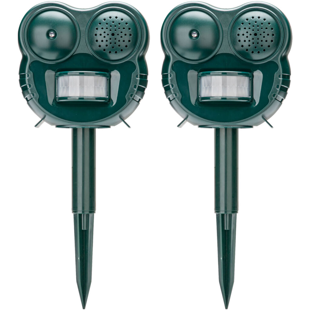 2er-Set Ultraschall Tierschreck mit LED-Blitzicht und PIR-Bewegungsmelder, 70 m²