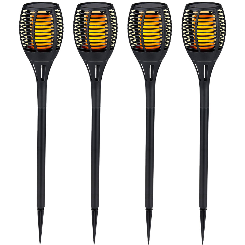 4er-Set Solargartenfackel mit Erdspiess, je 9 x 59 cm