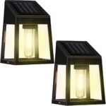 2er-Set Solar Wandleuchte, warm-weisses Licht, schwarz